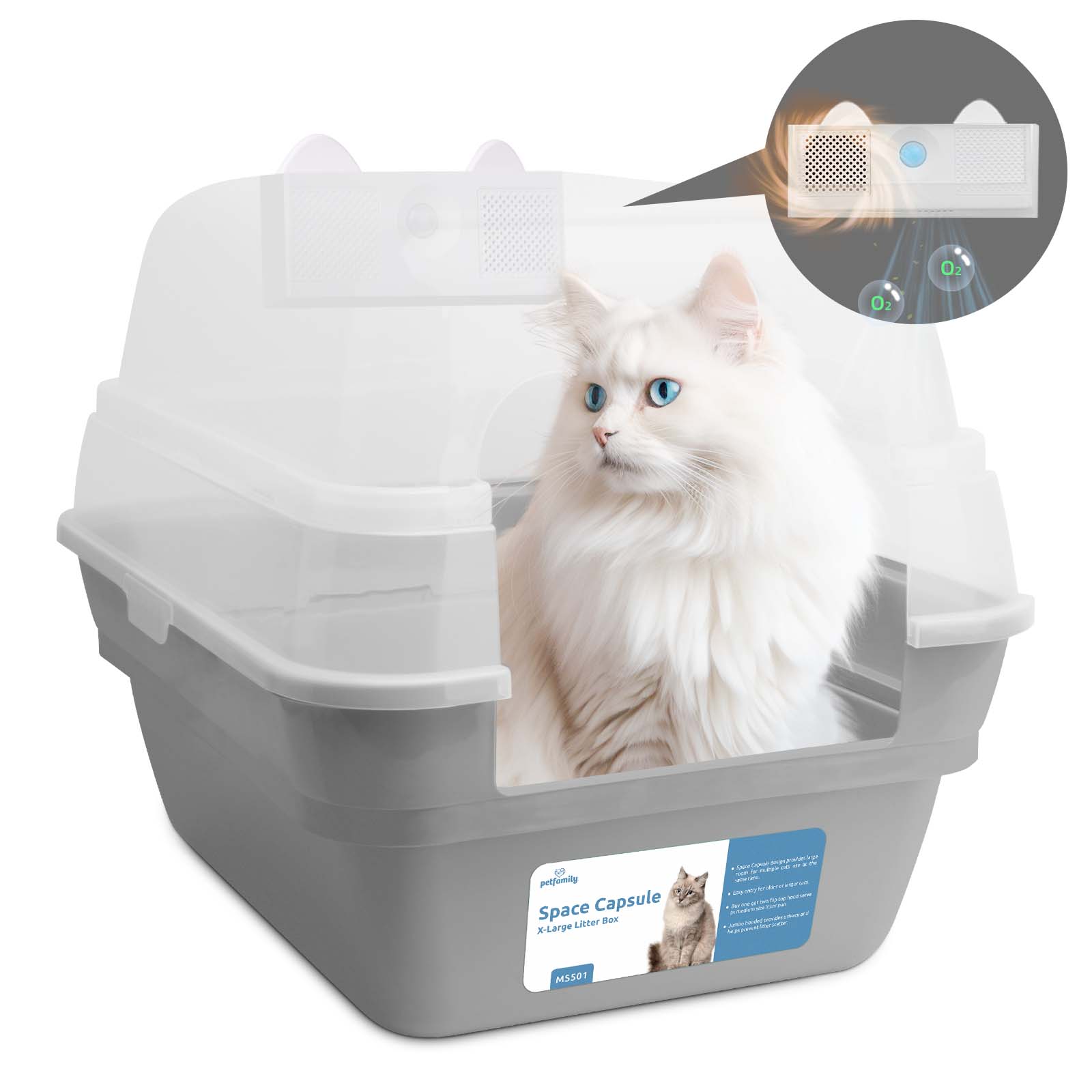 Deodorizing Cat Litter Box - Breathe in the purity of fresh air 24/7