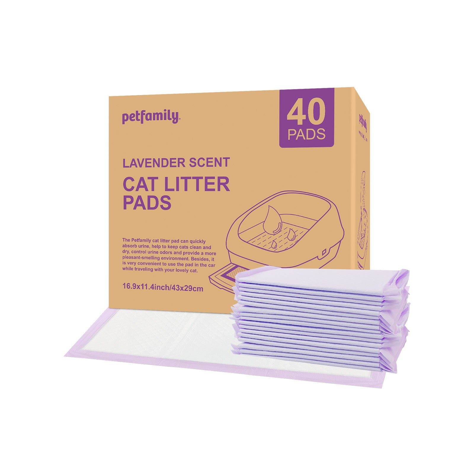 Cat Litter Box Pads 16.9” x 11.4” 40 Pieces, Quick Drying and Ultra Absorbent