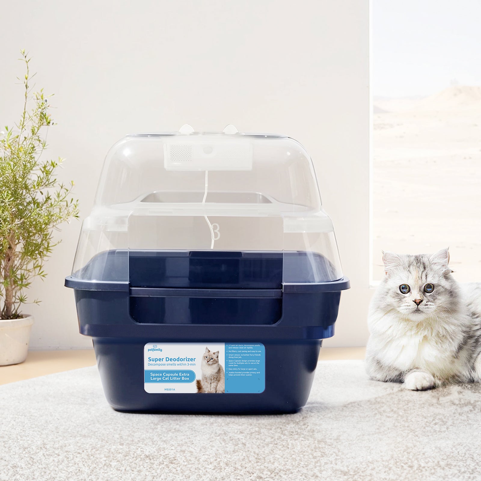 Deodorizing Cat Litter Box - Breathe in the purity of fresh air 24/7
