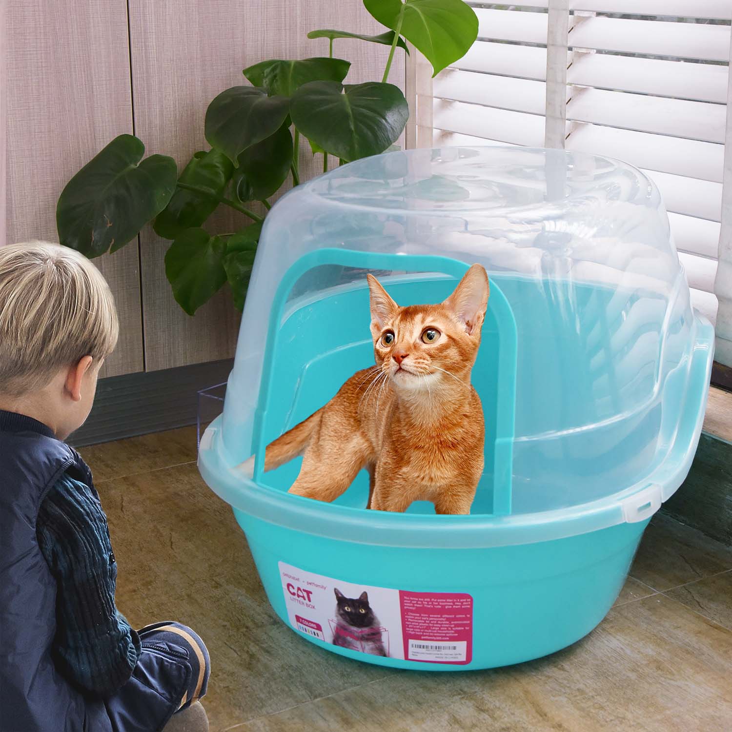 Jumbo Hooded Cat Litter Box - Extra Large for Big Cats and Multi-cat Families