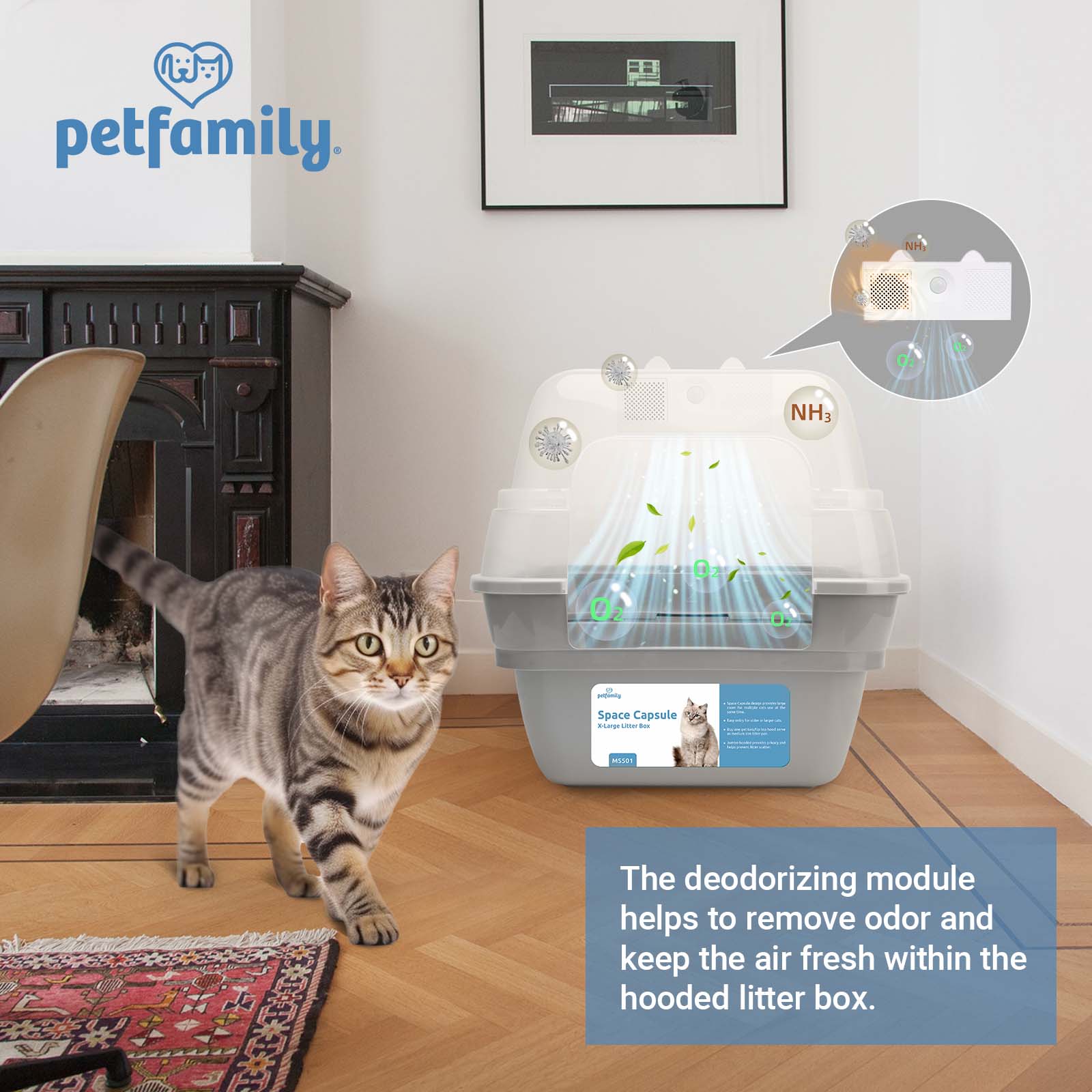 Deodorizing Cat Litter Box - Breathe in the purity of fresh air 24/7