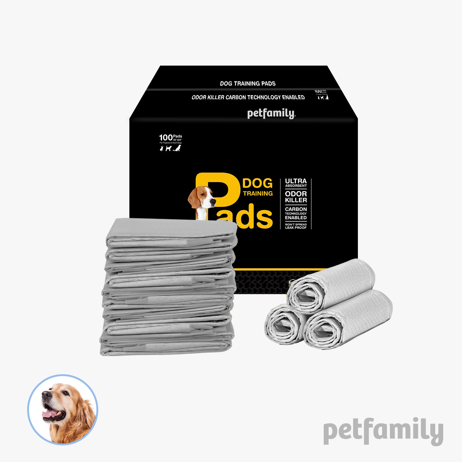 Carbon Dog Training Pads 22" x 23" 100 Pieces - Quick Drying and Ultra Absorbent