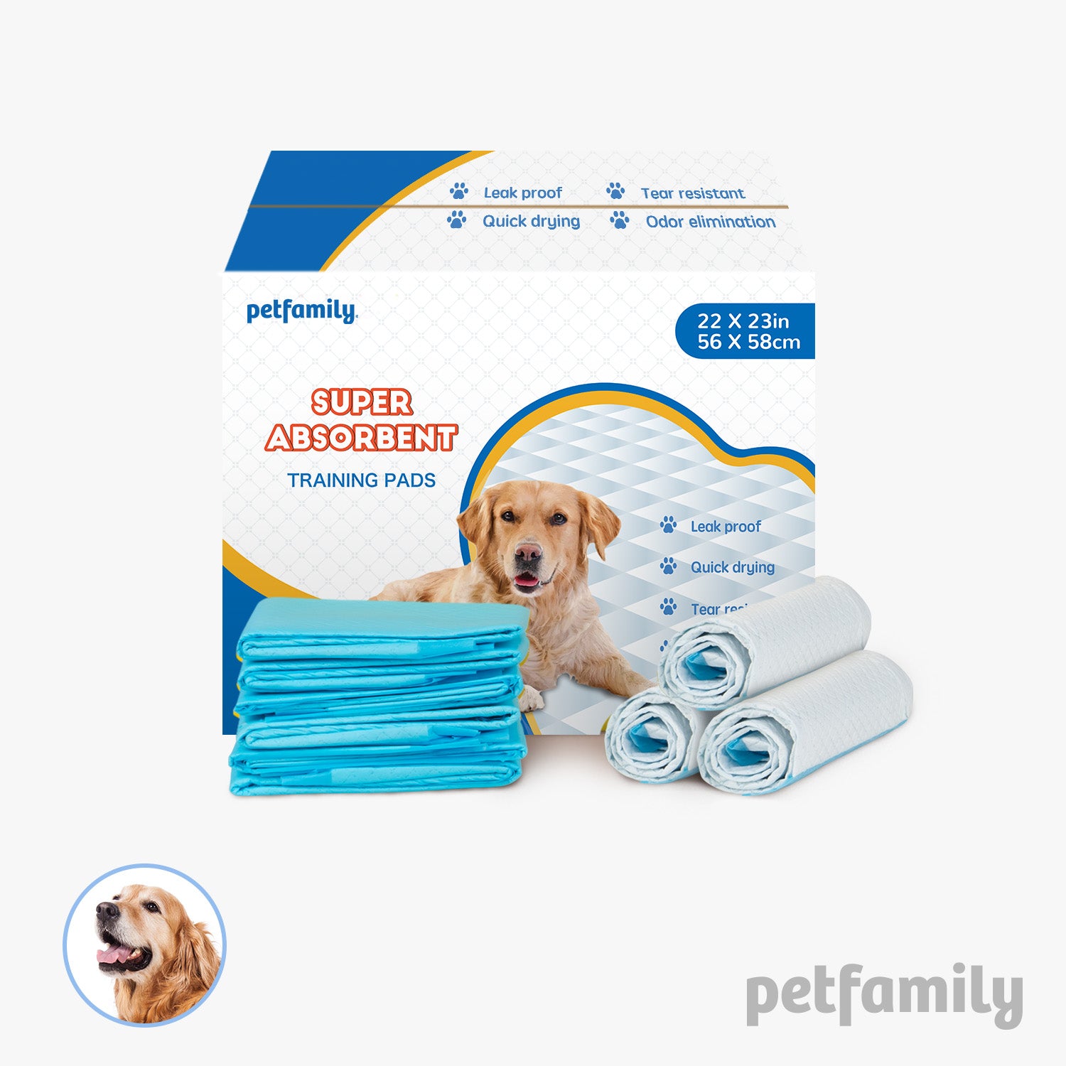 Dog Training Pads 22" x 23" – 100 Count, Quick Drying and Ultra Absorbent