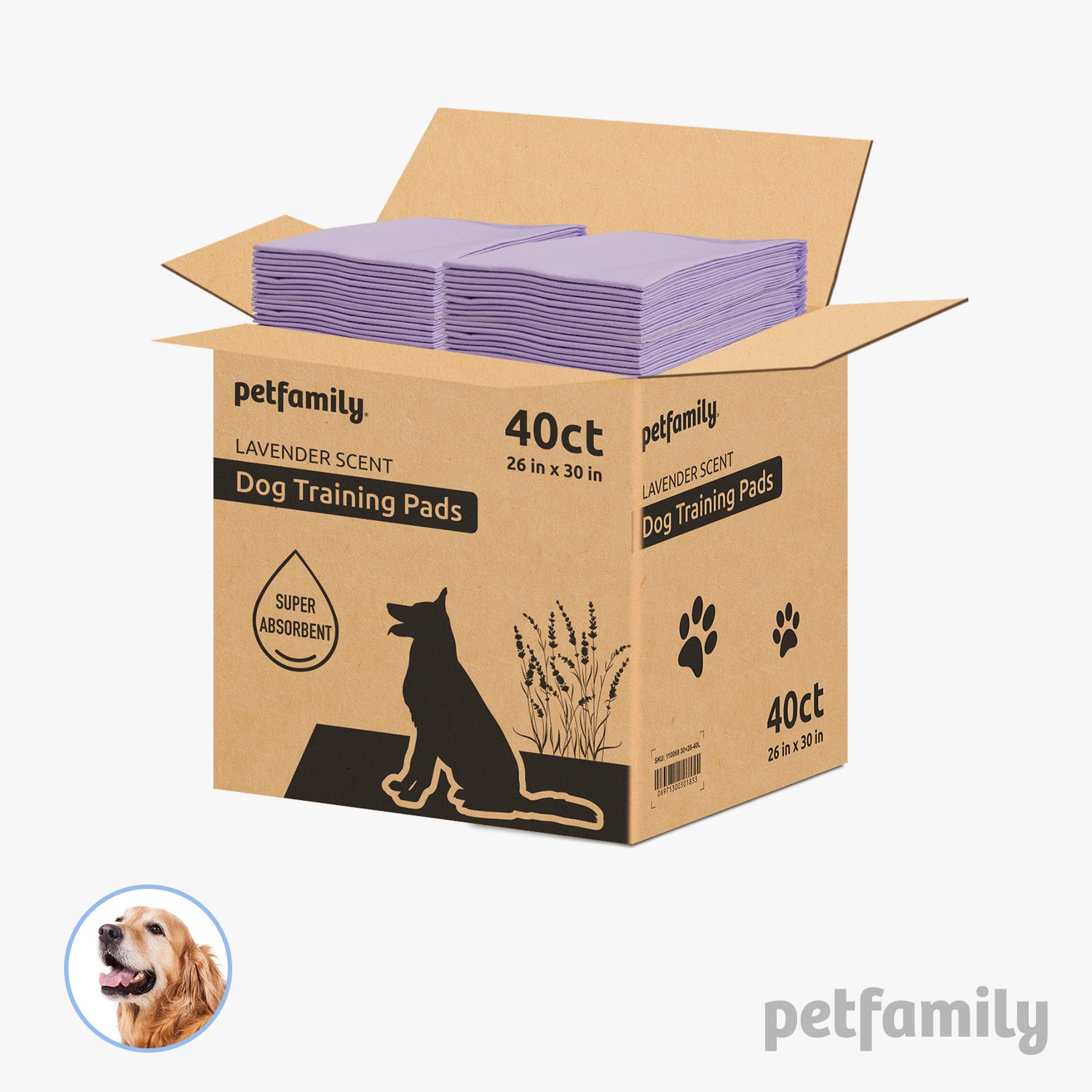 Dog Training Pads 26" x 30", 40 Pieces, XL, Lavender Scent - Super Absorbent