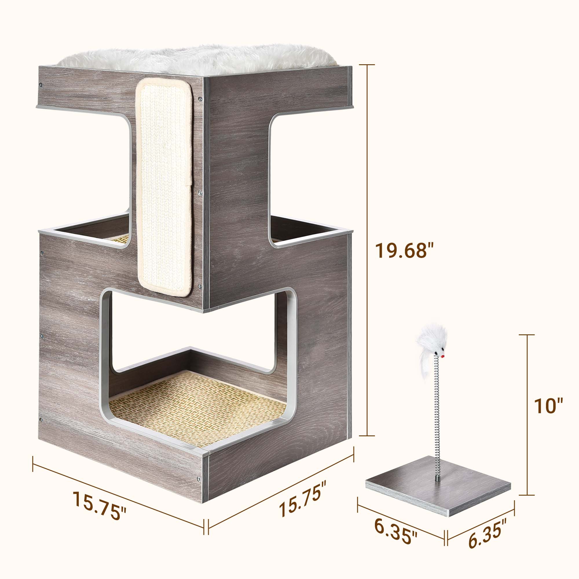3-in-1 Wooden Cat Condo with Nightstand Function