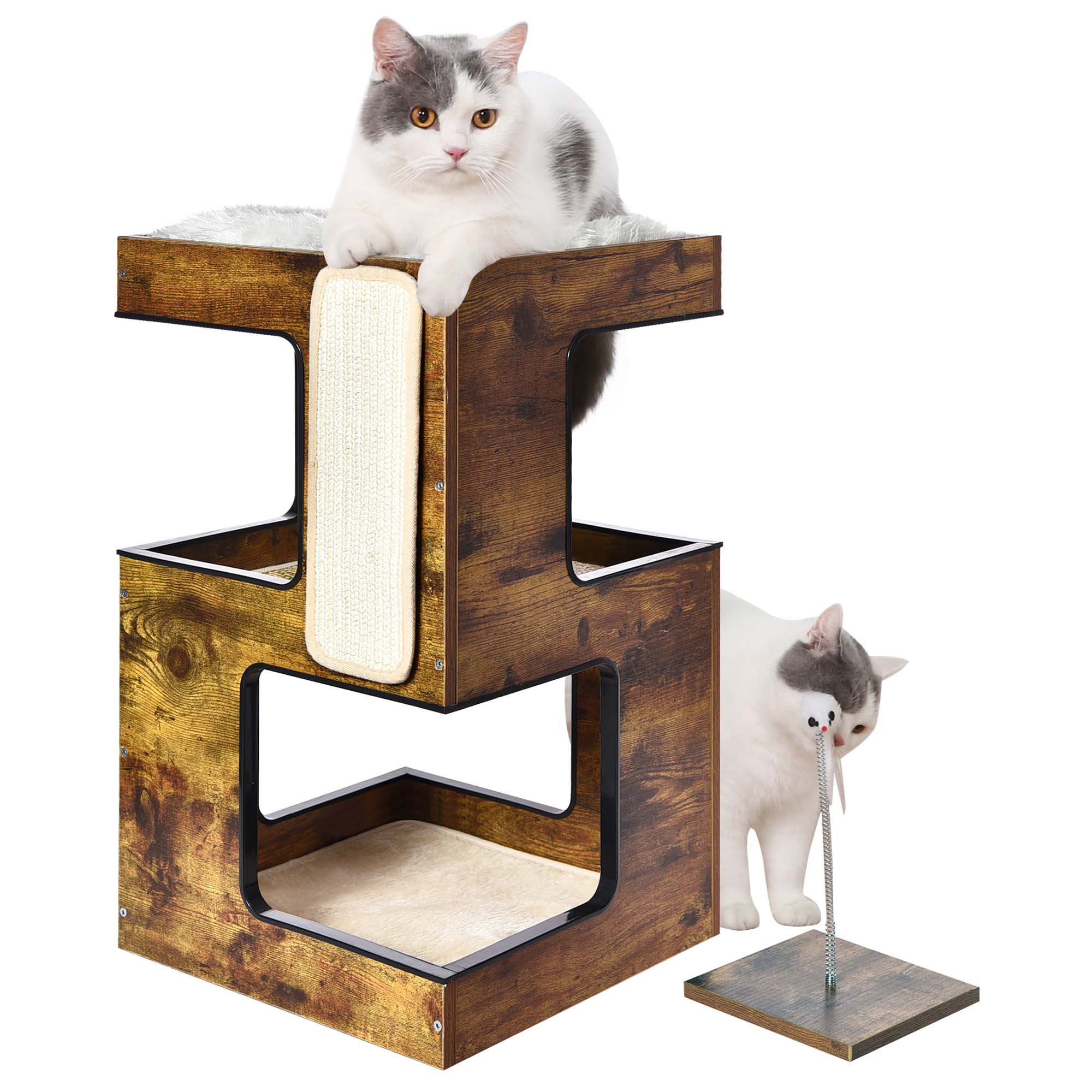 3-in-1 Wooden Cat Condo with Nightstand Function