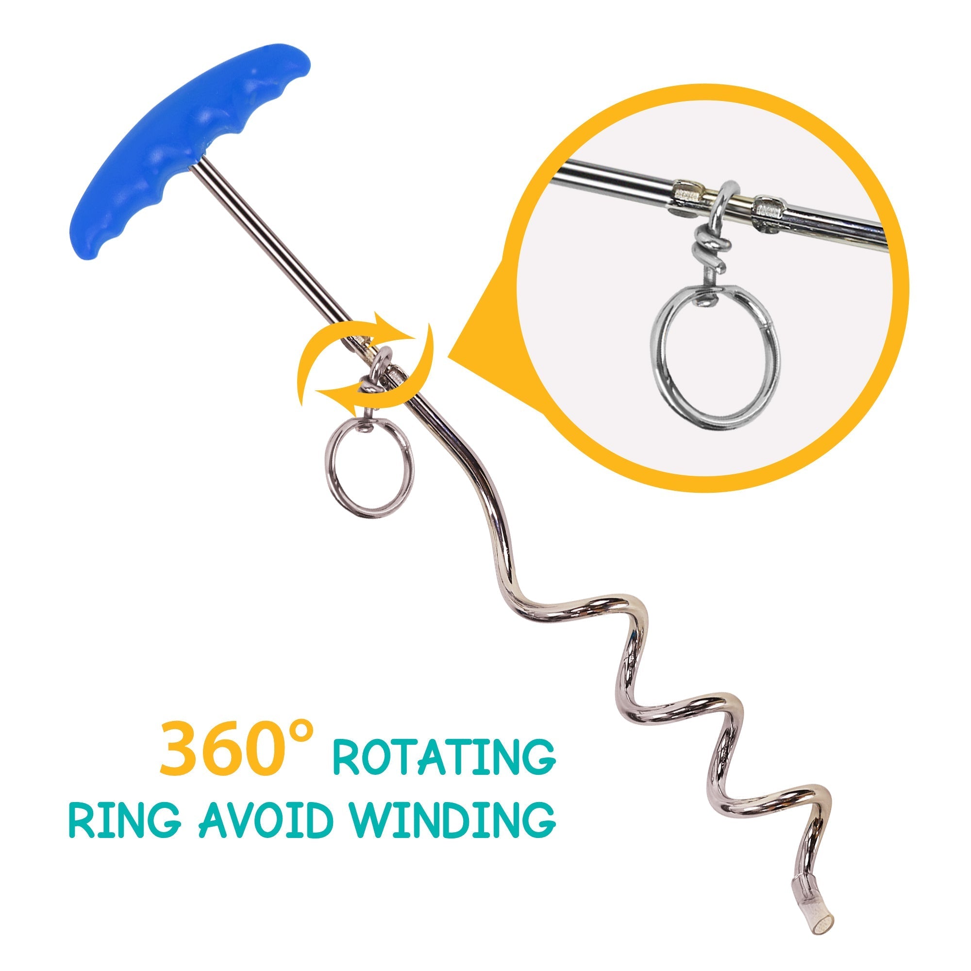 Reflective Vinyl-Covered Tie-Out Cable & Spiral Stake - Heavy Duty
