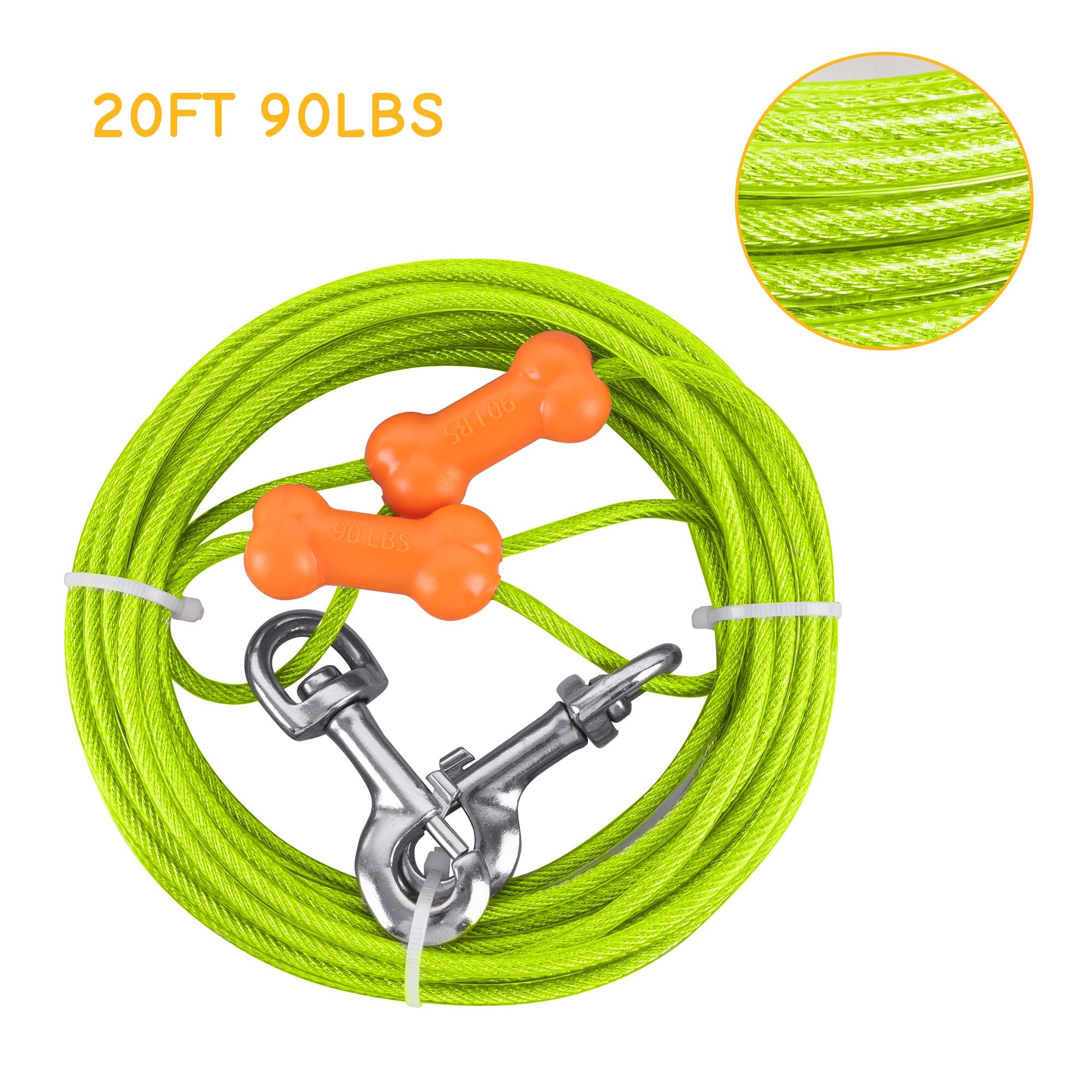 Reflective Vinyl-Covered Tie-Out Cable - Heavy Duty