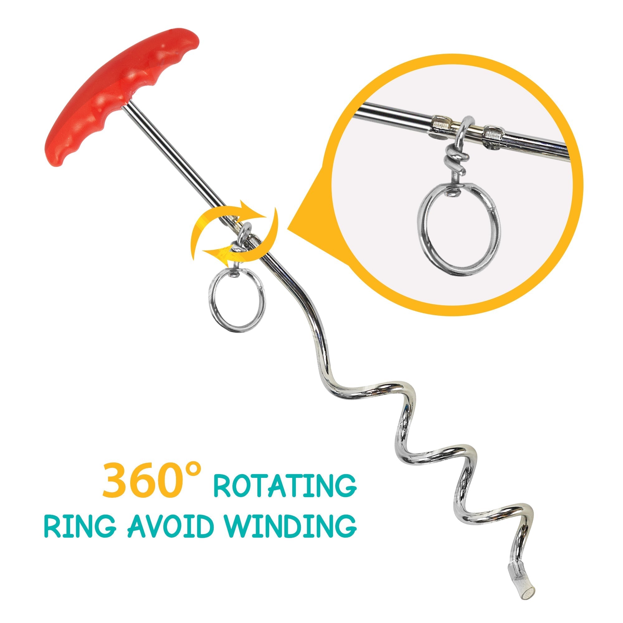 Reflective Vinyl-Covered Tie-Out Cable & Spiral Stake - Heavy Duty