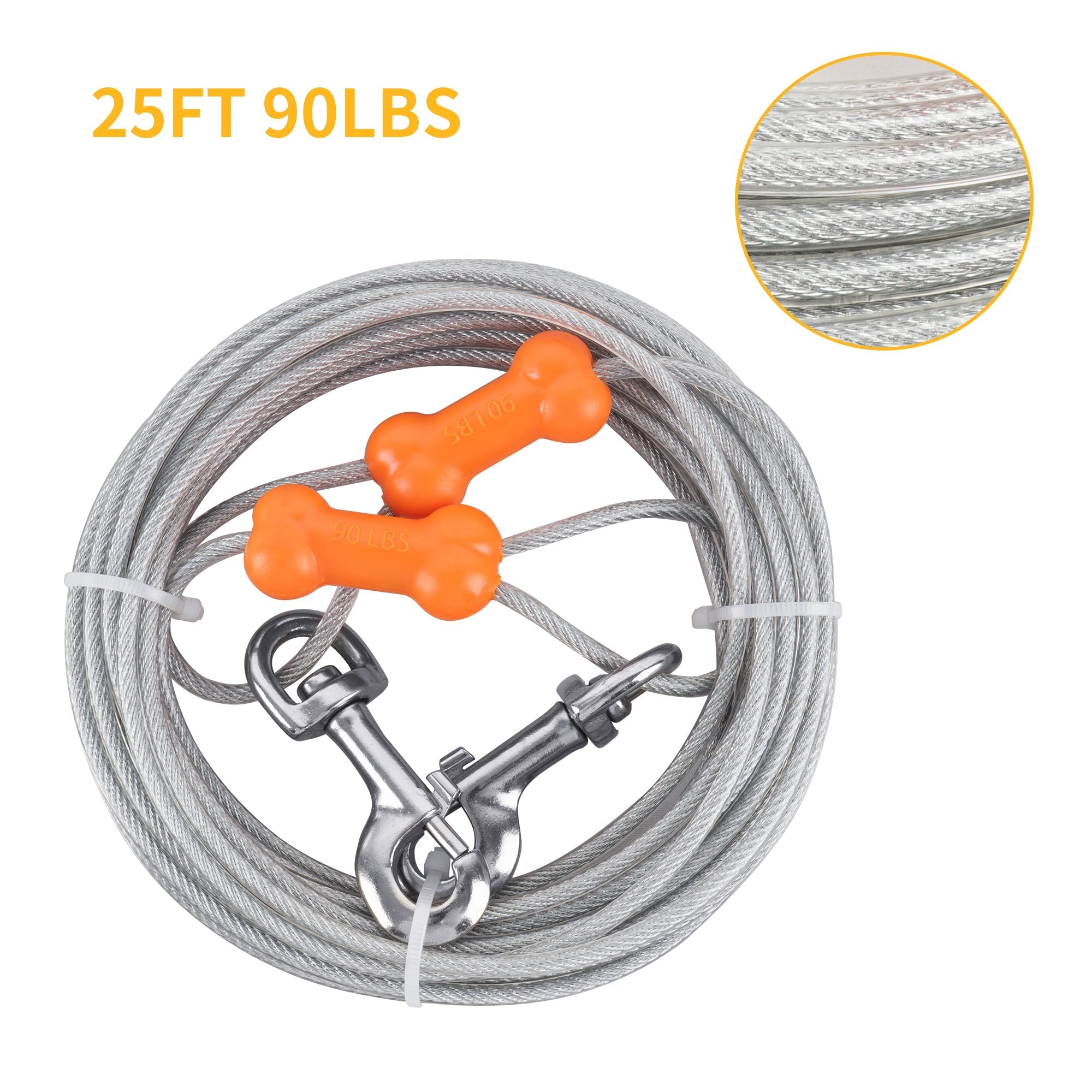 Reflective Vinyl-Covered Tie-Out Cable - Heavy Duty