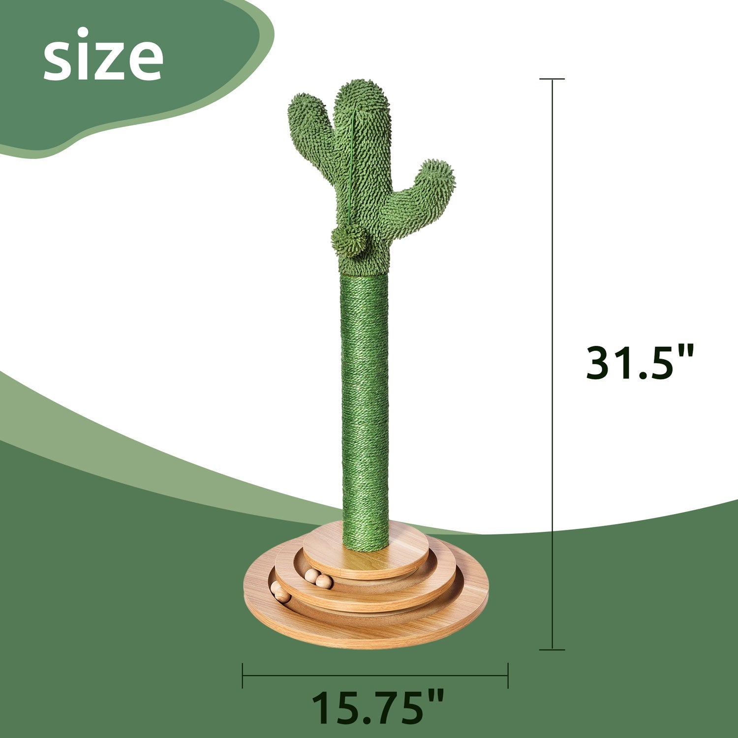 2-in-1 Cactus Cat Scraching Post with Ball Track Toy