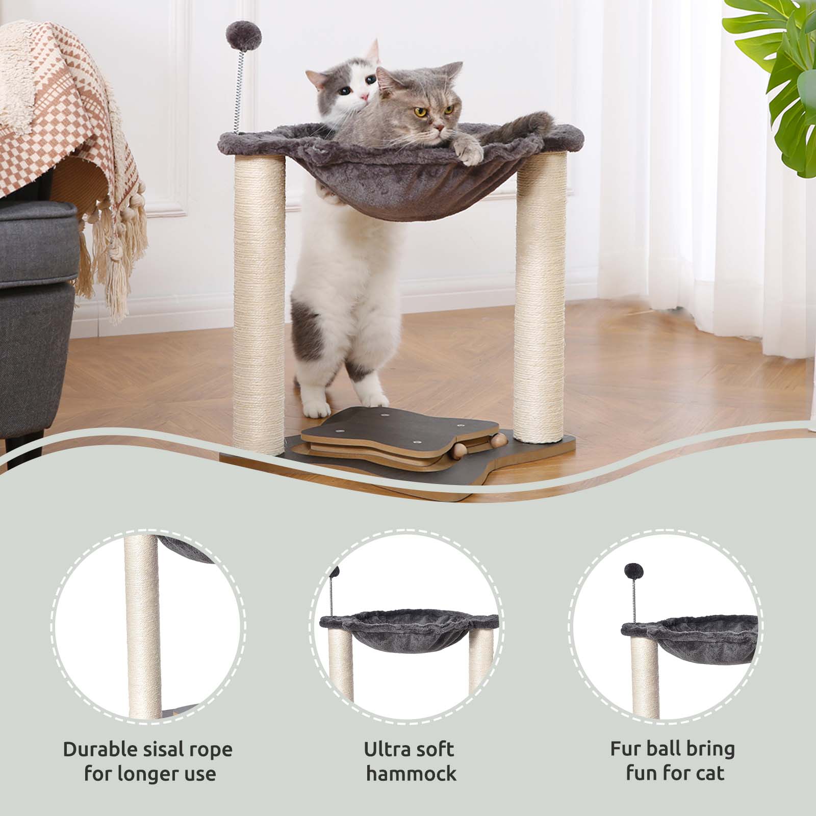 2-in-1 Cat Scratching Post with Hammock