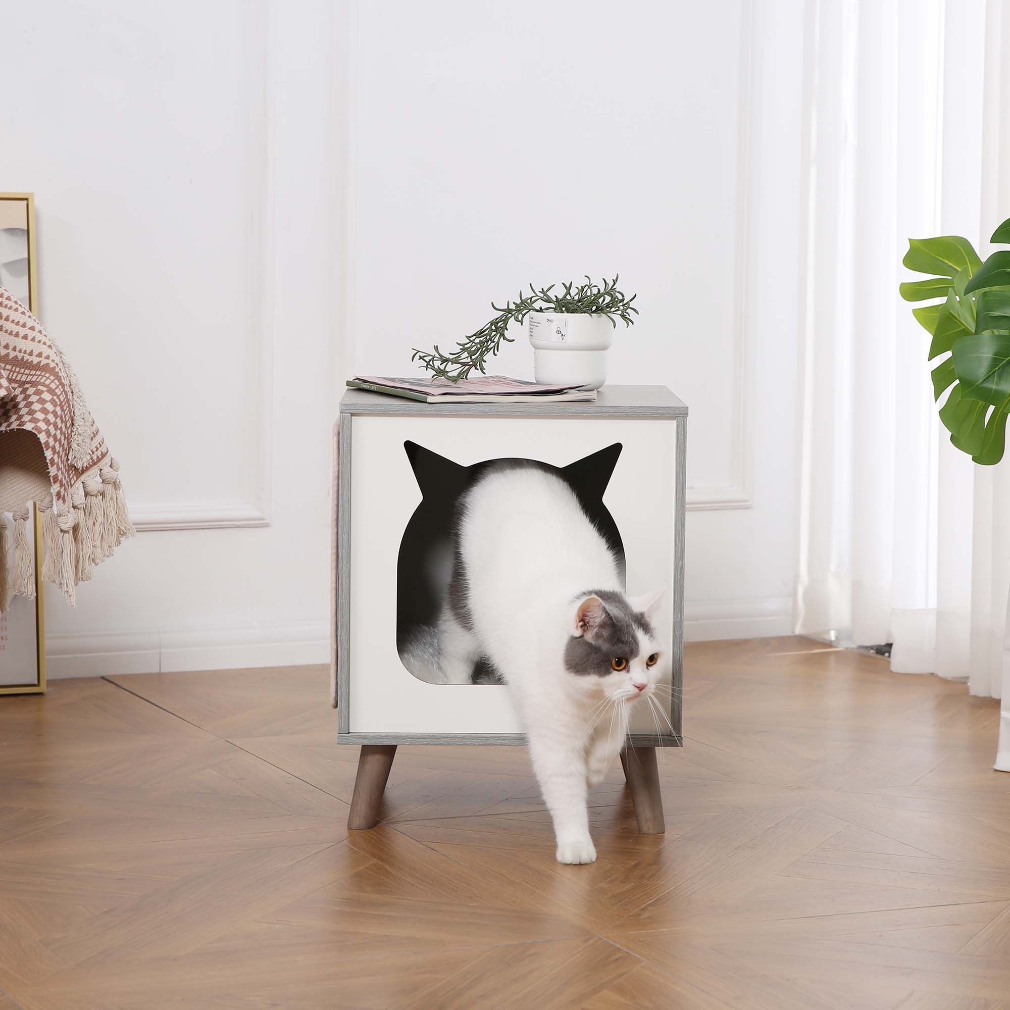 Modern Cat House with Nightstand Function