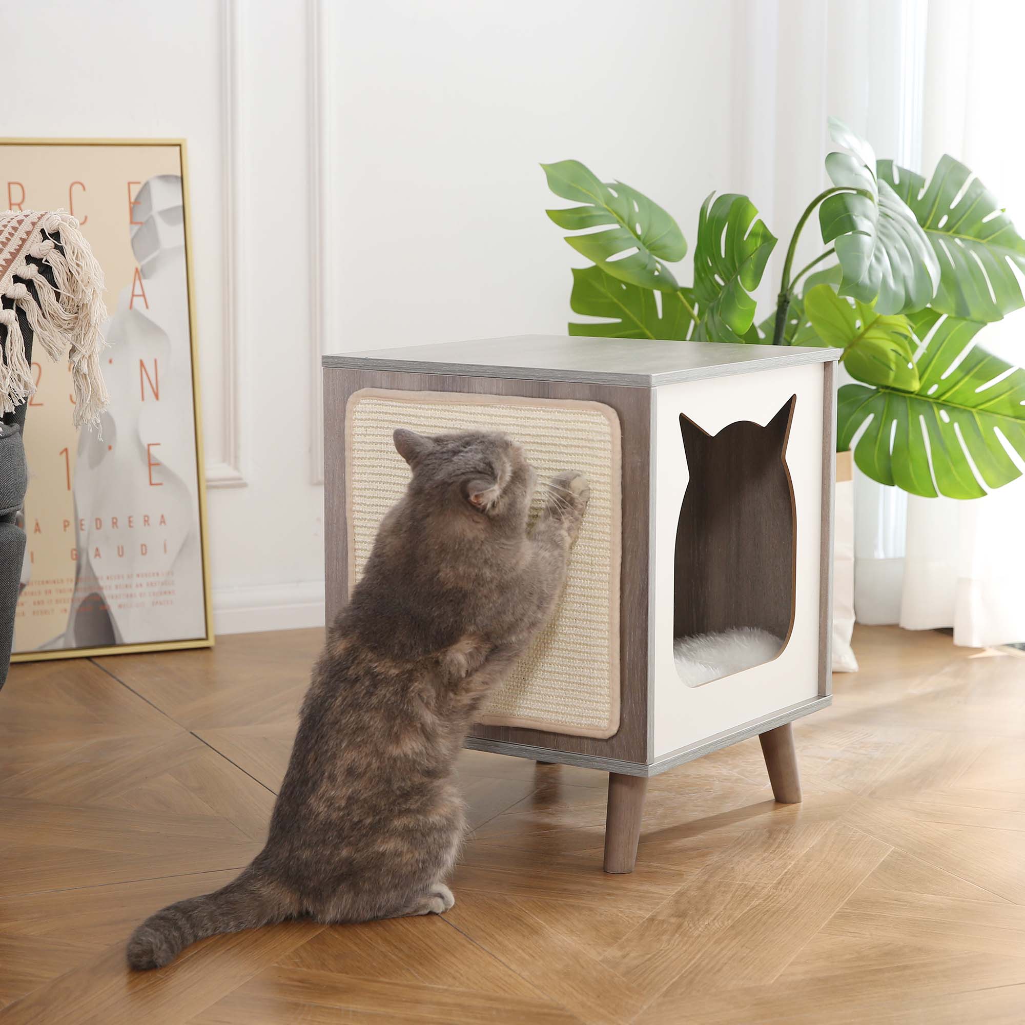 Modern Cat House with Nightstand Function