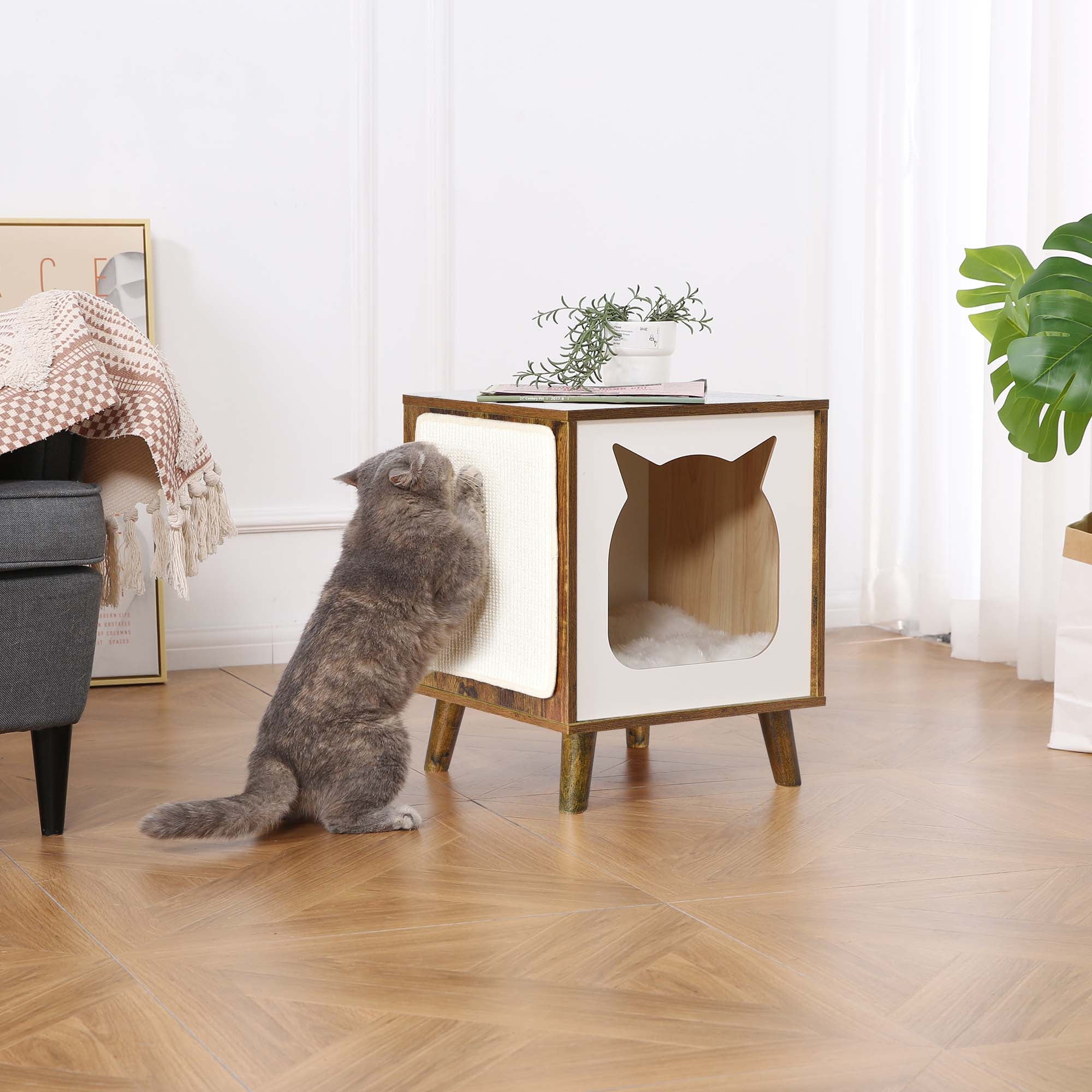 Modern Cat House with Nightstand Function