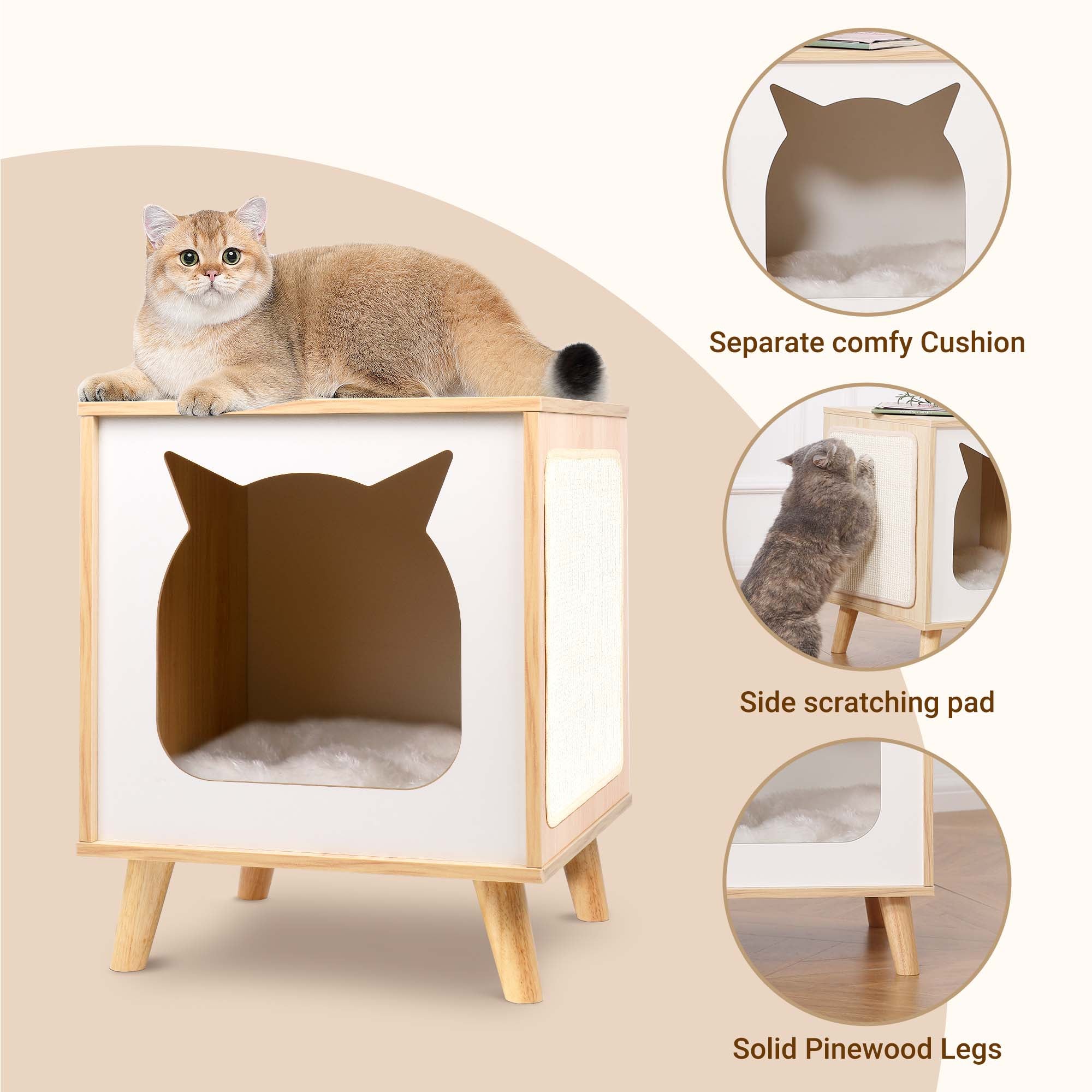 Modern Cat House with Nightstand Function