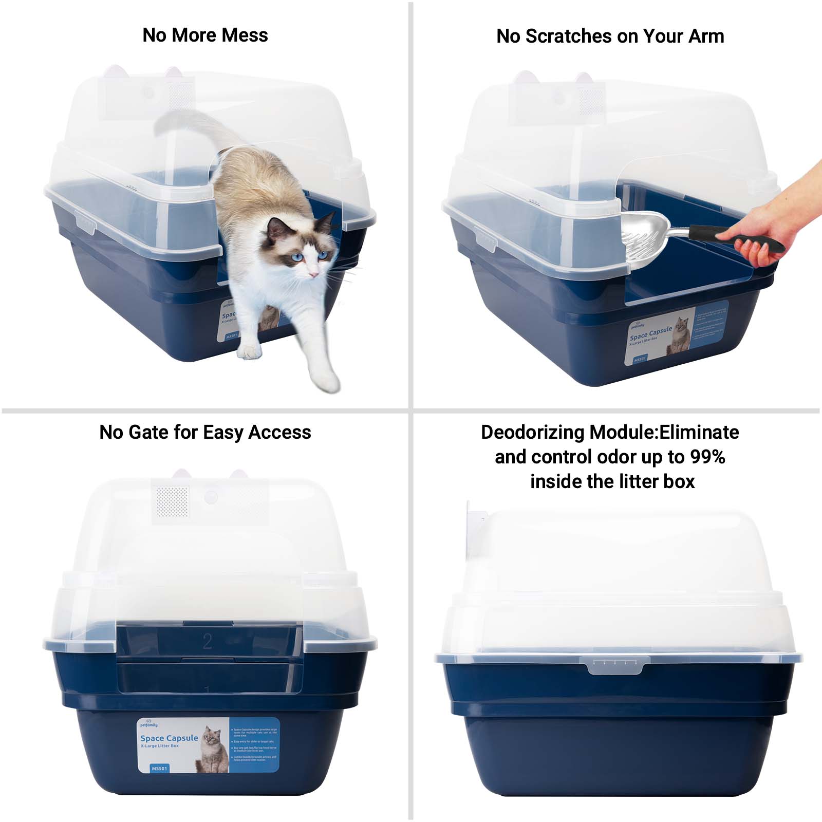 Deodorizing Cat Litter Box -  Breathe in the purity of fresh air 24/7