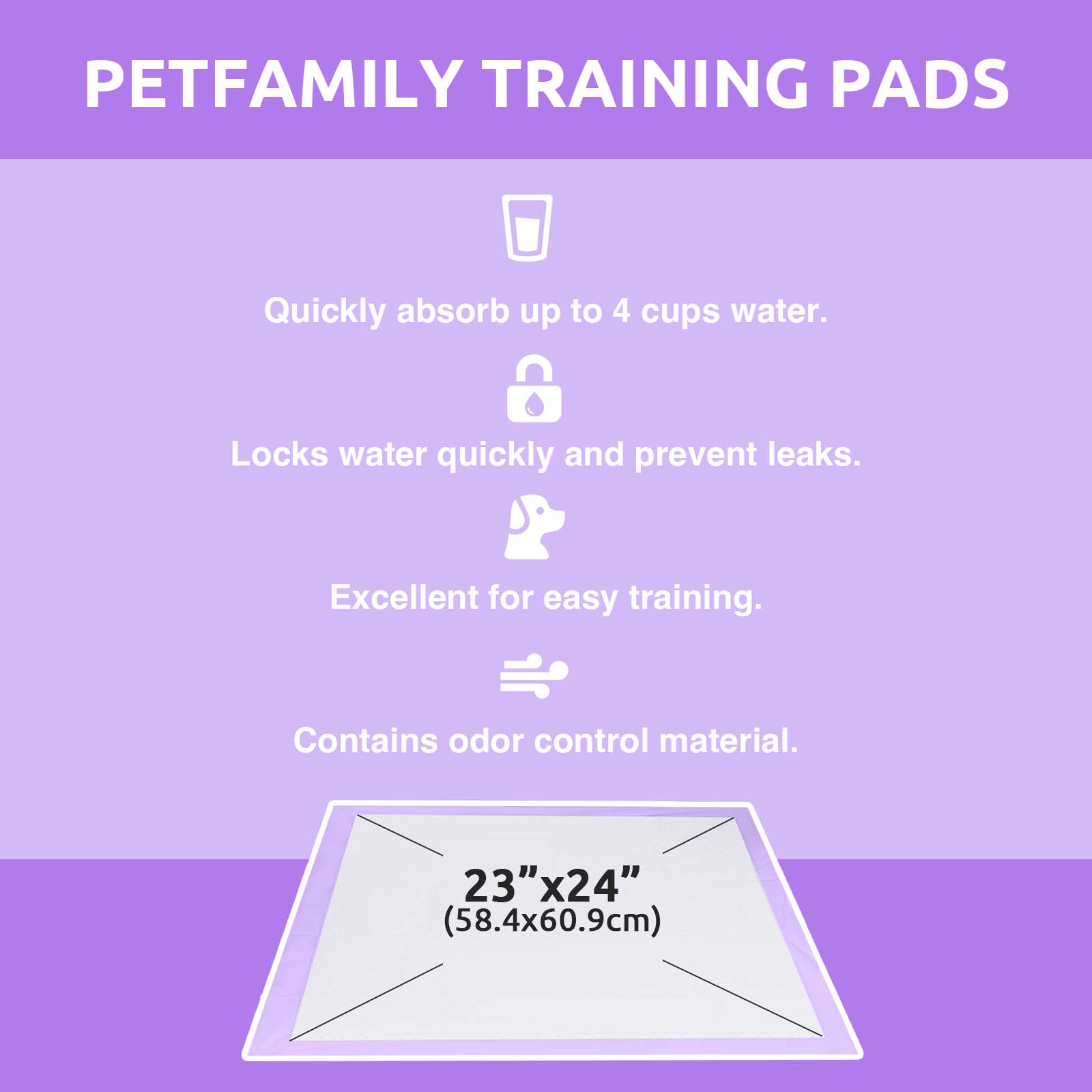 Dog Training Pads 23" x 24", Lavender Scent -  Super Absorbent