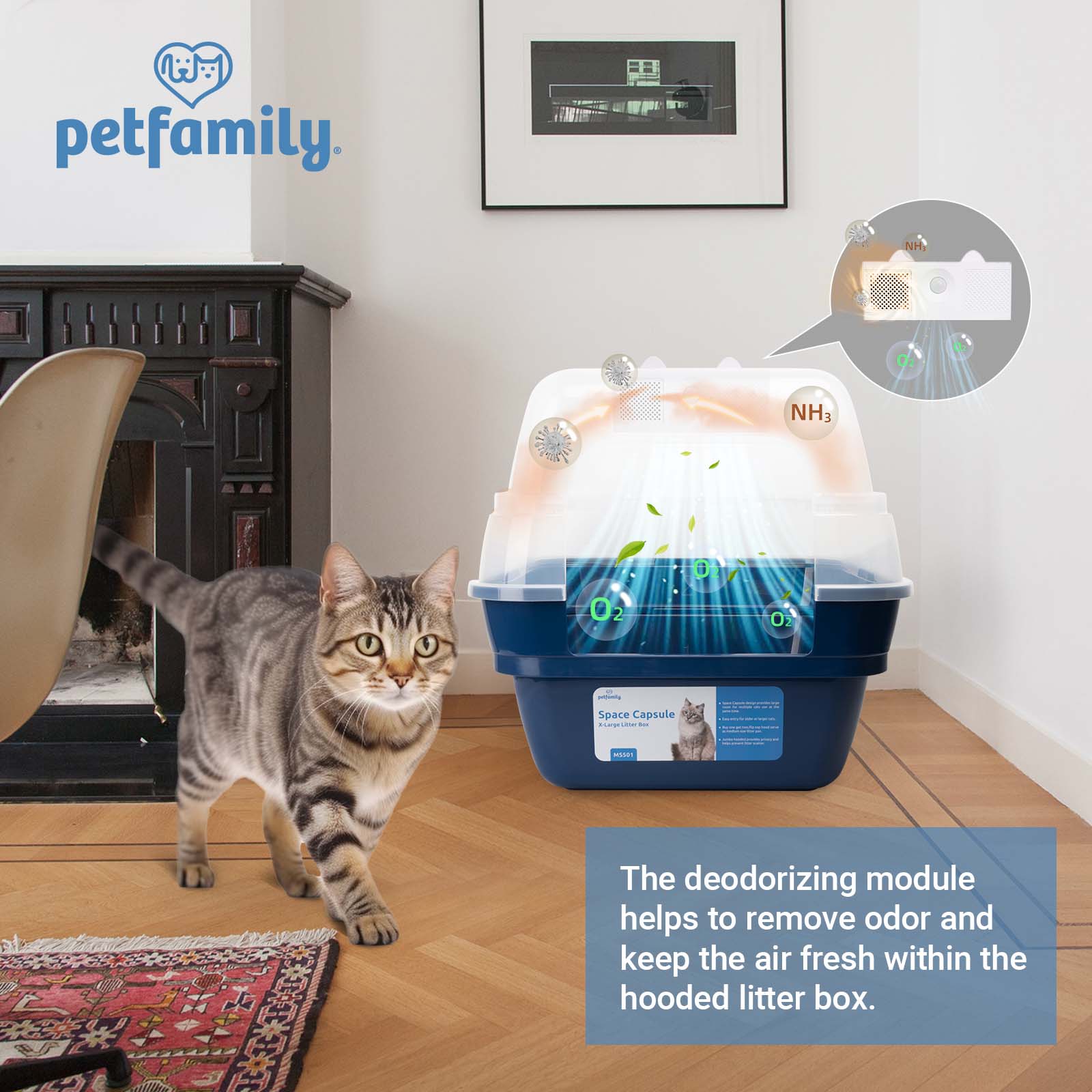 Deodorizing Cat Litter Box -  Breathe in the purity of fresh air 24/7