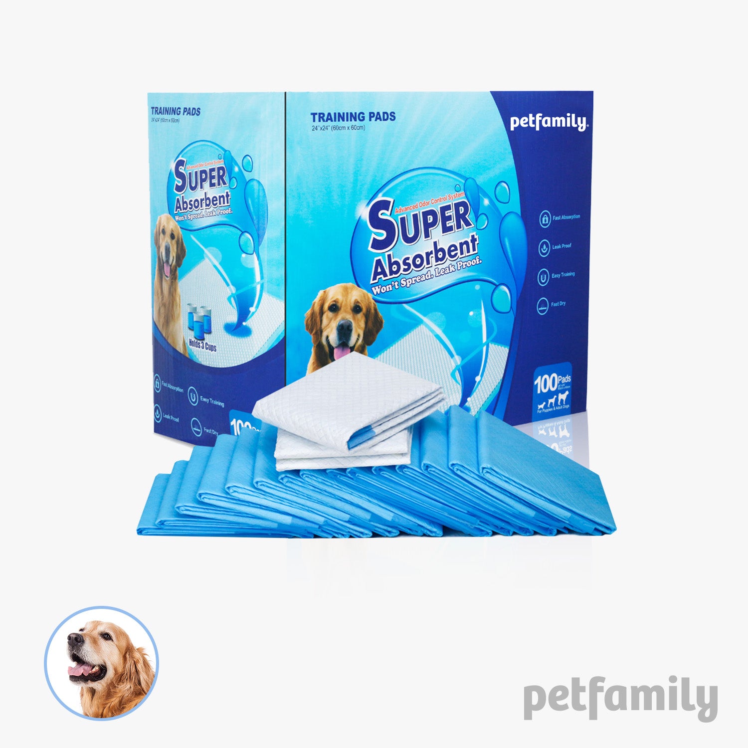 Dog Training Pads 24" x 24" 100 Pieces - Quick Drying and Ultra Absorbent