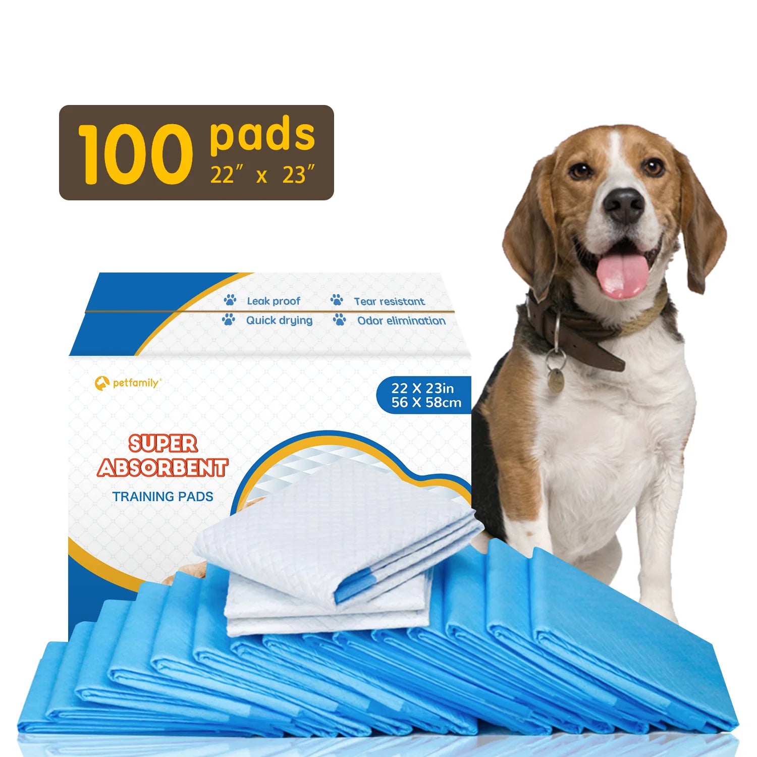 Carbon Dog Training Pads 22" x 23" 100 Pieces - Quick Drying and Ultra Absorbent