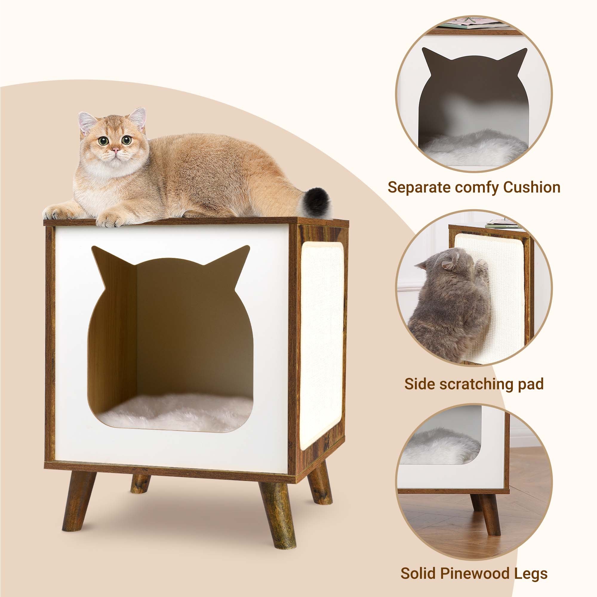 Modern Cat House with Nightstand Function