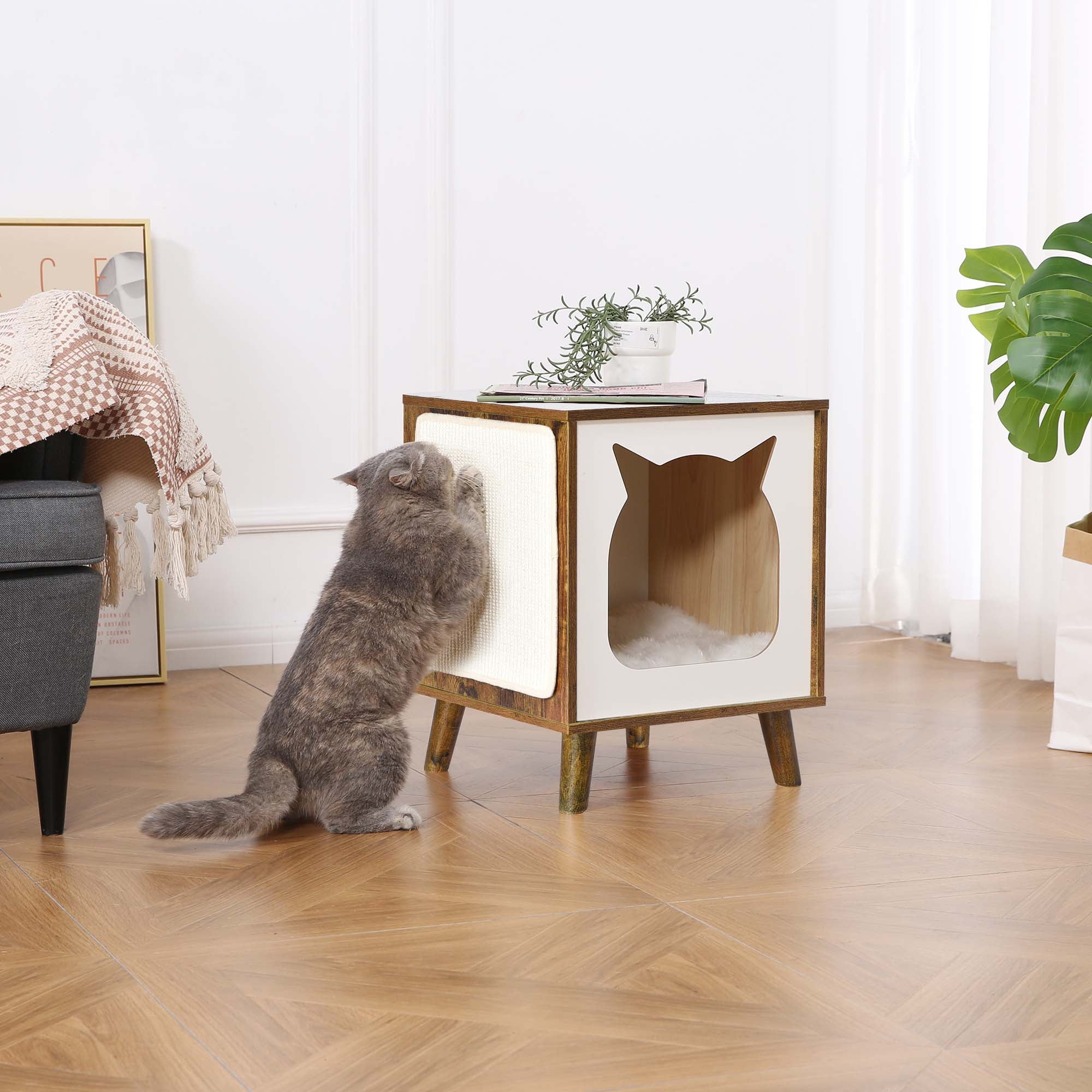 Modern Cat House with Nightstand Function