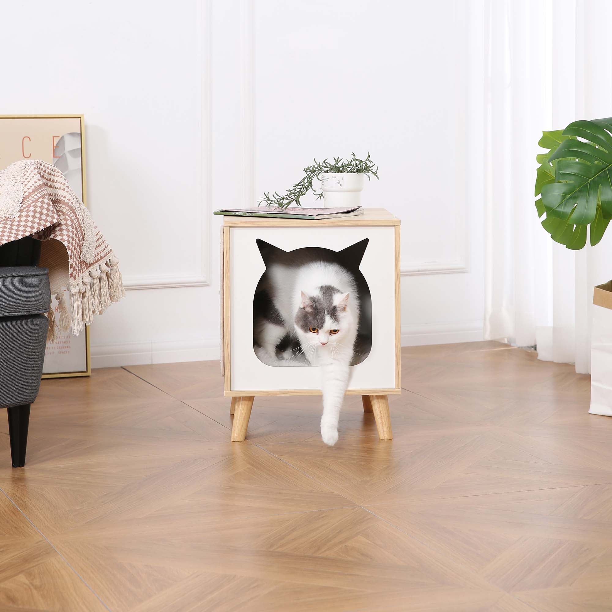 Modern Cat House with Nightstand Function