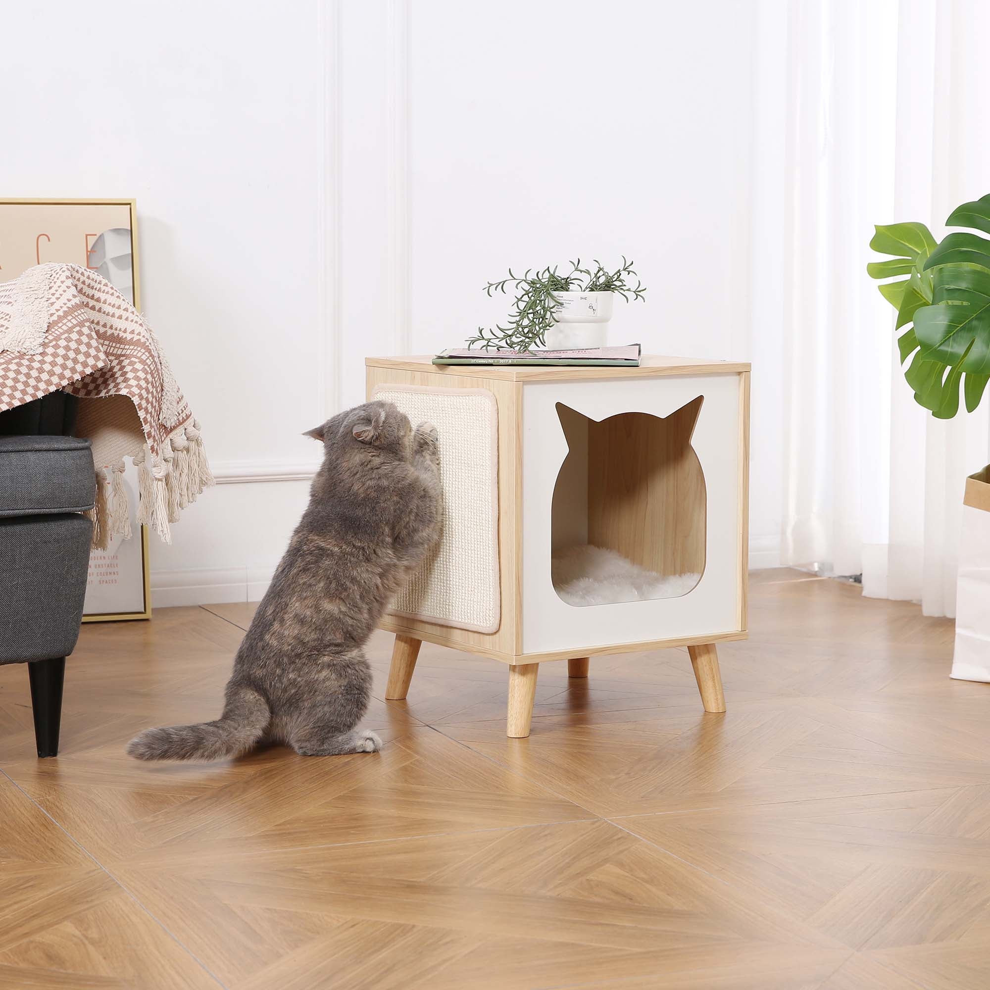 Modern Cat House with Nightstand Function